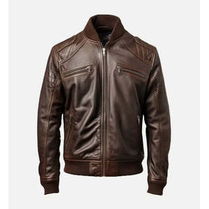 Blouson aviateur en cuir d'agneau véritable pour homme - Réversible, imperméable, style aviateur avec capuche amovible - Product Image 1