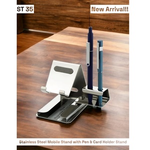 Soporte Móvil de Acero Inoxidable con Soporte para Bolígrafo y Tarjetas, Diseño Simple y Atractivo, al por Mayor, al Mejor Precio - Product Image 1