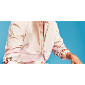 <b>Men's</b> Casual Relaxed Fit Half Zip <b>Jacket</b> by Royalty by Maluma Printed Orange for <b>Summer</b> Large Size - Product Image 3