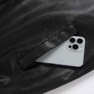 Chaqueta de Cuero 100% Cuero, Chaqueta de Cuero Bomber Personalizada, Chaquetas de Cuero Sólido para Hombre, MOQ Bajo, Alta Calidad - Product Image 6