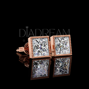 Nouvelle Arrivée Vente en Gros Boucles d'Oreilles Clous Simples et Tendance en Argent Sterling 925 Plaqué Or avec Moissanite Taille Princesse pour Femme Mariage - Product Image 3