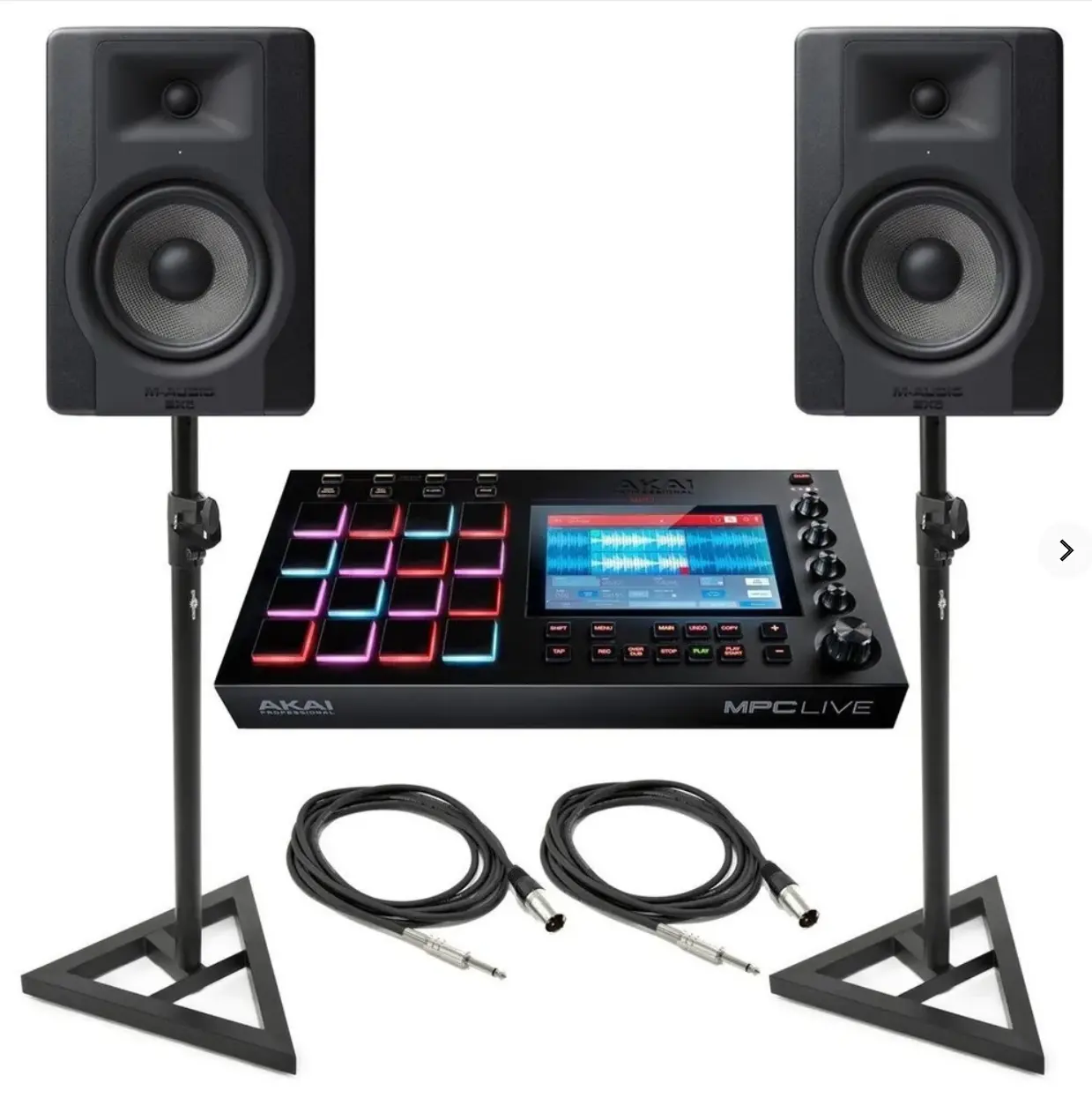 ALL BIGGEST CROWN Ak ai MPC Live With M-Audio BX5 Studio Monitors and Stands