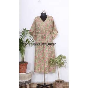 Women's Comfortable Washable Breathable Cotton <b>Kaftan</b> Long Sleepwear for Summer Autumn Spring Evening Gowns for Party Resort - Product Image 1