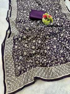 Royal Look diseñador indio étnico seda Sari último tradicional exclusivo elegante fiesta Nupcial desgaste con blusa para mujer chica - Product Image 5