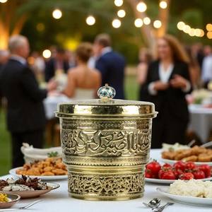 Casserole en métal arabe de style du Moyen-Orient réchauffeur d'aliments Design antique réchauffeur d'aliments marmite maison hôtel - Product Image 2