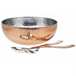 Bol de service à salade martelé minimaliste de haute qualité bol à collation fait main parfait pour les pendaisons de crémaillère et les dîners - Product Image 1