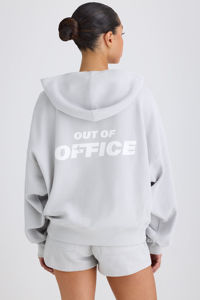 Drop Shoulder Pacific <b>Grey</b> <b>Women</b> Graphic Print Full Length <b>Hoodie</b> Anti-Wrinkle & Breathable Hoodies For Woman Gym <b>Zip</b> Up <b>Hoodie</b> - Product Image 3