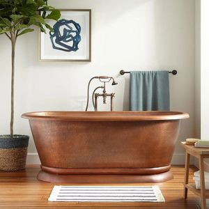 Bañera de cobre independiente, centro de atención, bañera de lujo para interiores de baños espaciosos, diseño audaz para casas y villas. - Product Image 6