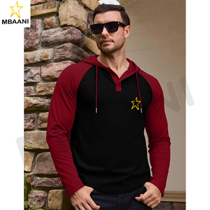 Sweat-shirt à capuche avec col contrastant et cordon de serrage, manches longues, décontracté, sportif, mode pour homme - Product Image 3