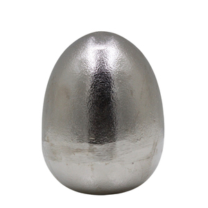 Ensemble de 2 petits oeufs décoratifs en aluminium couleur nickel brut pour la maison et le salon décoration de table faite à la main - Product Image 2