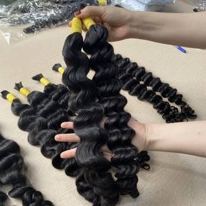 ส่วนขยายผมมนุษย์บริสุทธิ์เวียดนามสีดำธรรมชาติที่ยังไม่ผ่านกระบวนการหนังกำพร้าลอนลึกเรียงเป็นกลุ่ม100กรัม - Product Image 4