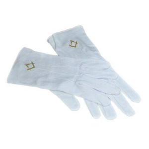 Gants maçonniques blancs pour hommes 100% coton (taille moyenne) vente en gros pas cher qualité supérieure 100% gants en coton biologique coton - Product Image 1