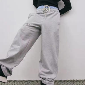 2025 pantalones personalizados de doble cintura para hombre, pantalones acampanados informales con cordón de algodón Terry Fleece, pantalones holgados de gran tamaño para exteriores - Product Image 4