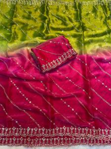 Women's Silk Party Saree Sequences Quick Dry Moisture Wicking Wrinkle Free Features Regular Fit for All Seasons Diwali Wedding - Product Image 5