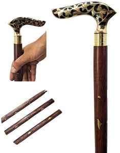 Thủ Công Mỹ Nghệ Rắn Brass Hoàng Gia Thiết Kế Xử Lý Mía Bằng Gỗ Đi Bộ Thanh Hải Lý Mía 3 Phần Gấp Đi Bộ Thanh Cho Nam Giới Và Phụ Nữ - Product Image 3