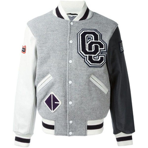 แจ็คเก็ต Letterman สีฟ้าและสีขาวพร้อมแพทช์โลโก้เย็บปักถักร้อยสีขาวแจ็คเก็ต Letterman คุณภาพสูง/สีและขนาดที่กำหนดเอง - Product Image 6