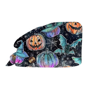 Bonnets de travail ajustables avec boutons, doublure en satin, élastique pour queue de cheval, bonnets de travail pour femmes, imprimé de personnages de dessins animés, bonnet d'infirmière - Product Image 4