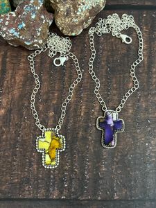 Handmade Multi-Gemstone <b>Cross</b> <b>Necklace</b> Unique Religious Artisan Jewelry Colorful Sterling Silver Gold Spiritual Gift Unisex - Product Image 2
