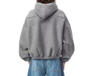 Sweat à capuche zippé pour homme, 100% coton, poids lourd, avec logo personnalisé, épais, épaules tombantes, coupe ample, tricoté, zippé - Product Image 5