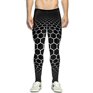 Leggings de sport de compression pour hommes à taille haute pour la musculation et la course à pied avec logo sur la taille - Product Image 1