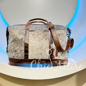 Sac de voyage en cuir de vachette 100% naturel fait à la main pour hommes et femmes - Product Image 1