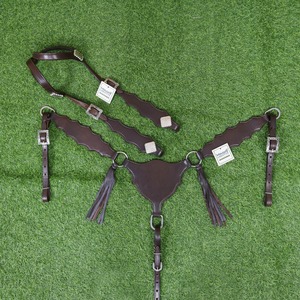 Têtière et harnais de cheval en cuir brun faits à la main - Style gladiateur - Product Image 6