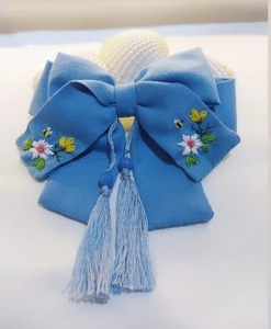 Lazos bordados a mano con diseño floral hechos a medida de tela de algodón 100% para tienda de accesorios para el cabello adecuada para reventa - Product Image 4