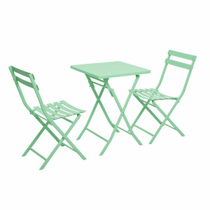 Set di 3 Pezzi Tavolo e Sedie Pieghevoli da Bistrot per Esterni, Arredamento da Giardino per Prato, Cortile, Balcone, Verde - Product Image 1