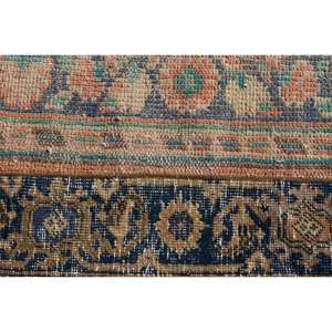 Tapis en laine turque vintage 1.5 x 3.6ft bleu et beige Patchwork Design technique de tissage plat pour les décorations de salon - Product Image 5