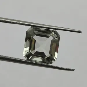 Verde naturale ametista 10mm Asscher sfaccettatura 4.53 cts di alta qualità Prasiolite quadrato taglio fantasia pietre sciolte per la creazione di gioielli