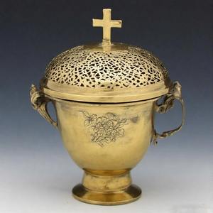 Incensario de latón de gracia litúrgica, quemador de incienso de Iglesia Vintage colgante para ambiente ceremonial y espiritual - Product Image 6