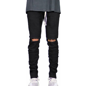 Ropa de calle personalizada para hombre, pantalones vaqueros desgastados, Pantalones vaqueros de Color sólido para hombre, precio al por mayor, pantalones vaqueros lavados y personalización - Product Image 4