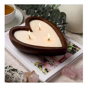 Bougie de qualité supérieure amoureux coeur forme bois bougie bol taille personnalisée pour la décoration maison mariage Table pièce maîtresse décors - Product Image 2