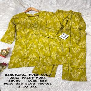 Evergreen Design Algodón puro con bordado Co-Ord Set Mujer Moda Fabricante Exportador mundial a la tarifa más baja - Product Image 1