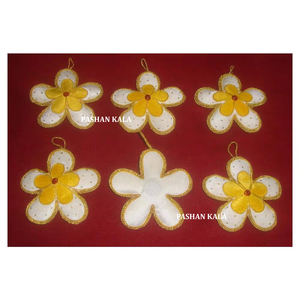 Hermoso bordado Zari hecho a mano y forma de flor con cuentas adorno de Navidad para decoración de fiesta de árbol de Navidad artículo al por mayor - Product Image 1