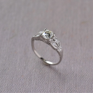 Anillo antiguo de diamante cultivado en laboratorio de corte redondo de 1,50 quilates, regalo de boda de compromiso para el Día de la madre y la mujer, oro blanco de 14 quilates - Product Image 5