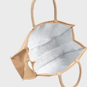 Grand sac isotherme en jute naturel avec poignées rembourrées, produit écologique - Product Image 3