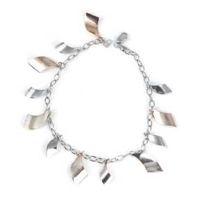 925 Sterling <b>Silver</b> Wavy Pattern Bracelet with Diamond Rhodium Plated Platinum Material Classic <b>Beaded</b> Design for Gifts Parties - Product Image 1