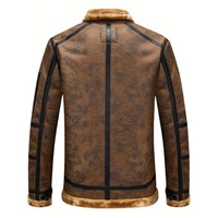 Erkekler İçin Özelleştirilebilir Renkli Tilki Kürkü Dolgulu Kışlık Sıcak Sherpa Shearling Suni Kürk Astarlı Kişiselleştirilebilir Deri Ceket