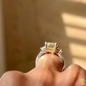 แหวนหิน3ชิ้นที่ตัดด้วยความกระจ่างใสสีเหลืองสดใสเหมาะสำหรับงานปาร์ตี้สำนักงานและสวมใส่ประจำวันพร้อมขนาดที่กำหนดเองดีไซน์ไม่เหมือนใคร - Product Image 3