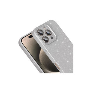 Étui de luxe Netzy en paillettes argentées pour iPhone 16 Pro, coque arrière en silicone avec protection de l'appareil photo, logo personnalisé, étui de téléphone portable modèle Plus - Product Image 4