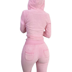 Chándales de Material de poliéster y algodón para mujer, chándal de 2 piezas, Tops cortos, sudaderas con capucha y conjunto de sudadera para correr - Product Image 4