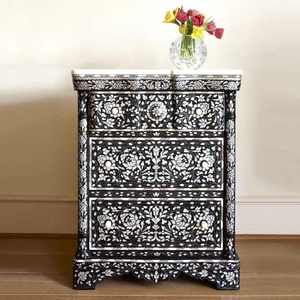 Gabinete de lujo de 3 cajones con diseño de acento de nácar Hotel hogar sala de estar decoración cajones hechos a mano - Product Image 1