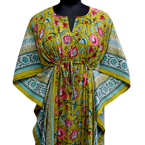 Kaftan marocain en gros, confortable et luxueux, grande taille, imprimé à la main, en voile de coton doux, vêtement de nuit en vente - Product Image 3