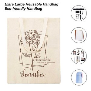 Sac de courses en toile personnalisé à fermeture ouverte avec fleur de naissance, couleur unie, cadeau pour elle - Product Image 4