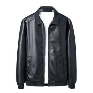 Chaqueta de cuero con cuello alto para hombre, estilo motociclista, para primavera y otoño, con cremallera, estilo casual vintage, de cuero PU. - Product Image 2