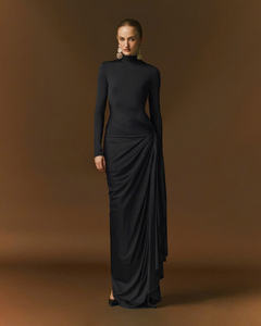 Lyra Elegant Summer <b>Dress</b> for Women Turtleneck Draped <b>Stretch</b> with Empire Waistline ODM Services Made in Vietnam - Product Image 6