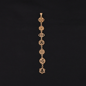 Colgante de Latón Chapado en Oro de Moda SEVAN CHAKRAS, Tamaño 125 mm, para Mujer - Product Image 3