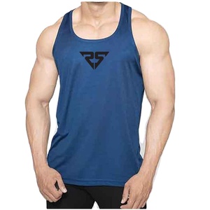 Venta al por mayor de camisetas sin mangas de algodón 100% transpirables informales para hombre de color <span class=keywords><strong>azul</strong></span> vaquero cómodo con diseño de logotipo personalizado OEM - Product Image 1