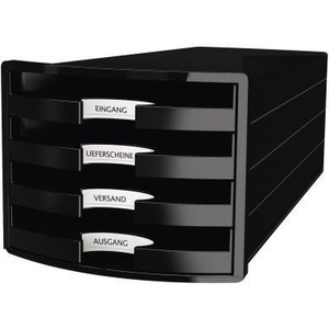 Black Desktop <b>Drawer</b> Organizers 4-<b>Drawer</b> HAN IMPULS Box (DIN A4 & C4 Polystyrene) - Product Image 1